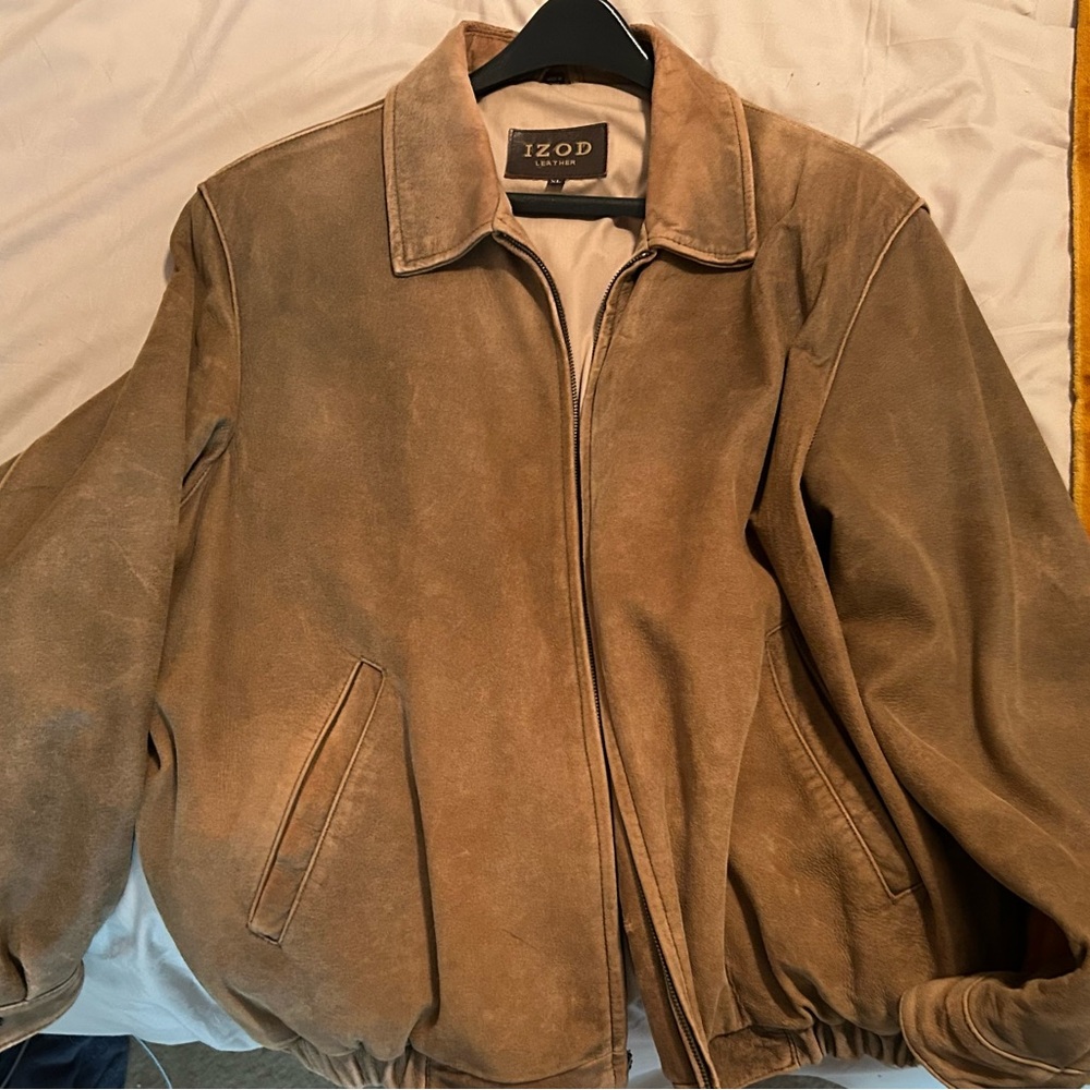 Izod Tan Leather Jacket XL